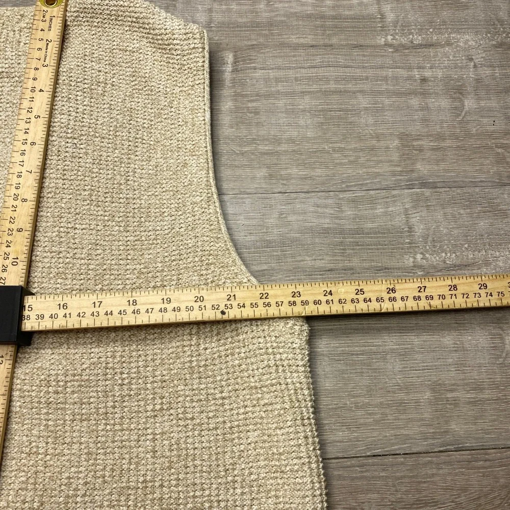 Eddie Bauer Mens M Cotton Knit Sweater Vest Beige‎ Tan V-Neck Cardigan Made USA